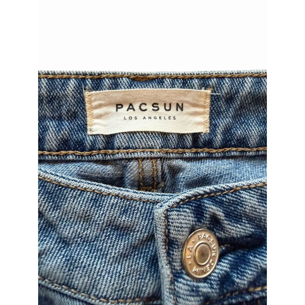 PacSun Mom Jeans Women's 28 6 Blue Denim Embroidered Flower Distressed 5-Pocket - Picture 3 of 7